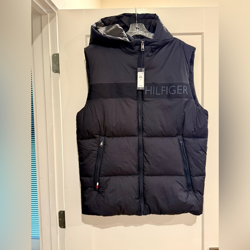 Tommy Hilfiger Navy High Loft Hooded Puffer Vest